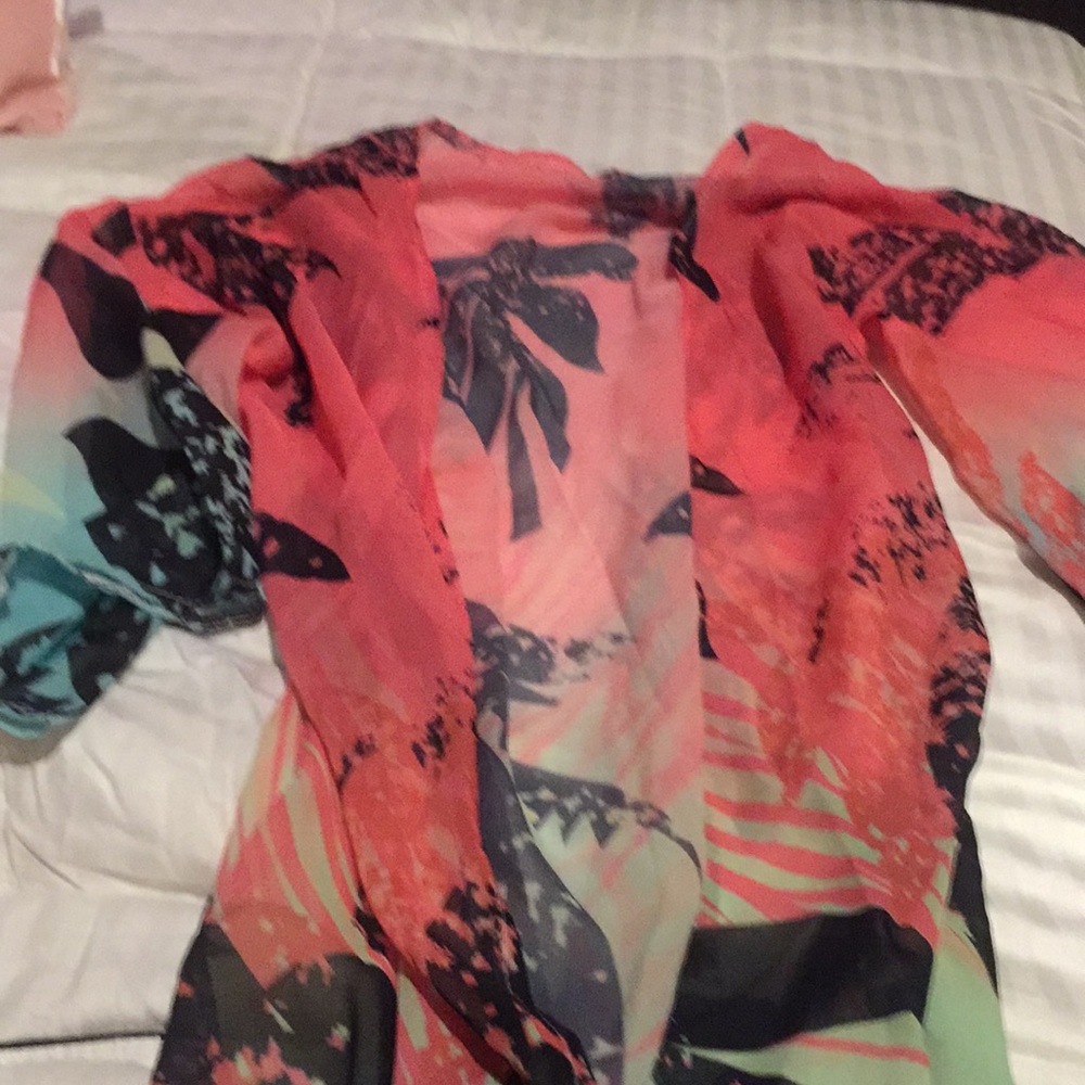 Multicolored then palm tree swimsuit cover